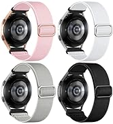 DaQin 4 Pack Stretchy Nylon Solo Loop Bands Compatible with Samsung Galaxy Watch 6 5 4 Band, Gala...