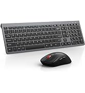 Wireless Keyboard and Mouse Combo,Quiet Click,Full Size Design with Number Pad,Ergonomic Mouse wi...