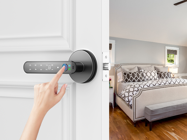 thumb print door knobs for bedroom fingerprint Access round black
