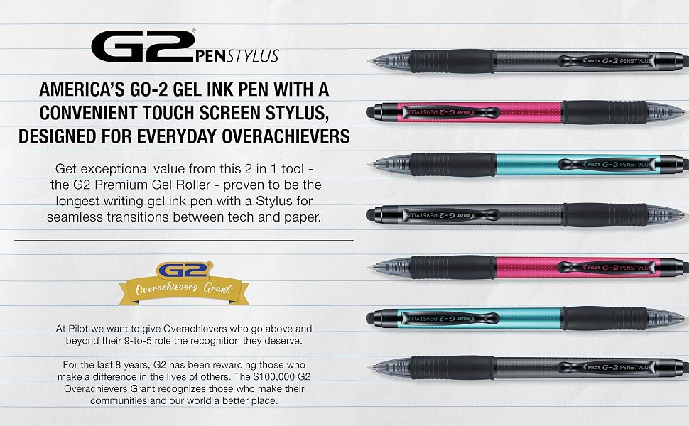 America's Go-2 Gel Ink Pen with a convenient touch screen stylus, Designed for Overachievers