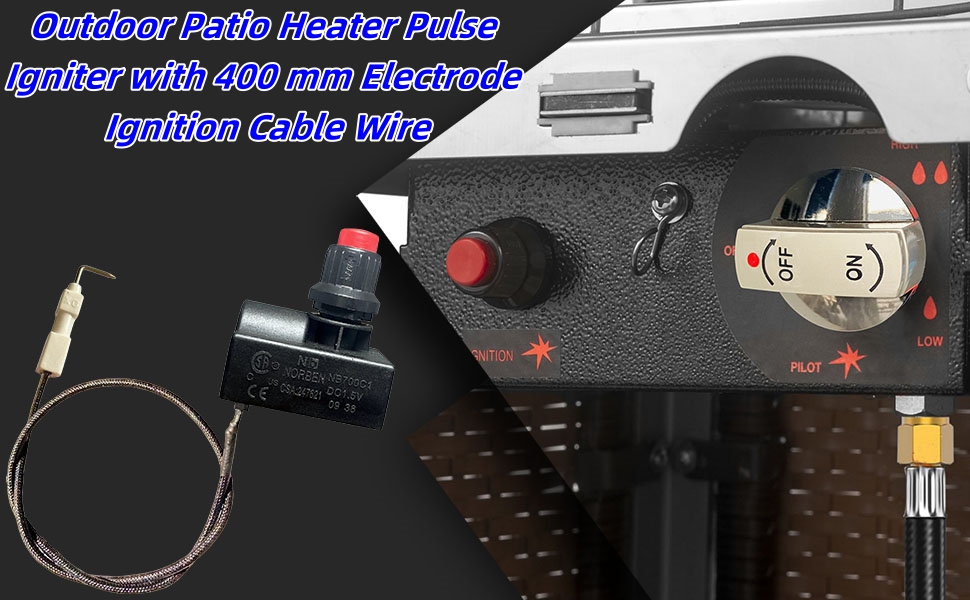 Outdoor Patio Heater Pulse Igniter with 400 mm Electrode Ignition Cable Wire