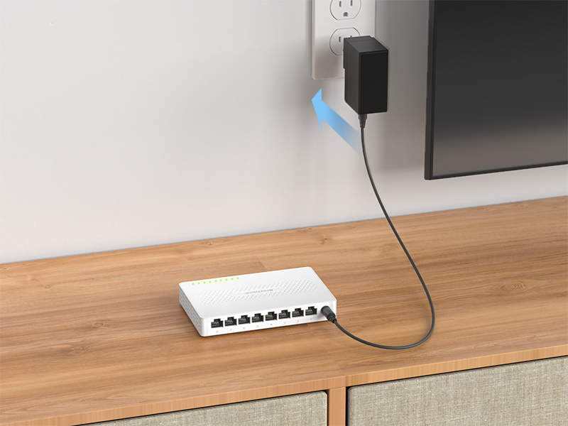 Setup Step One Connect the Power Adapter to the Network Switch to Power It up