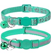 Taglory Reflective Cat Collar Breakaway with Bells, 2 Pack Girl Boy Pet Cat Collar Adjustable 7.5...