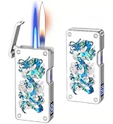 NINSI Smart Butane Lighter with 5 Ignition Methods, Voice-Activated Dual Flame Lighter with Windp...