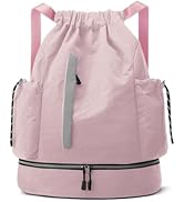 JELUTAR Drawstring Backpack for Men Women Water-Resistant Gym Bag with Shoe Compartment Lightweig...