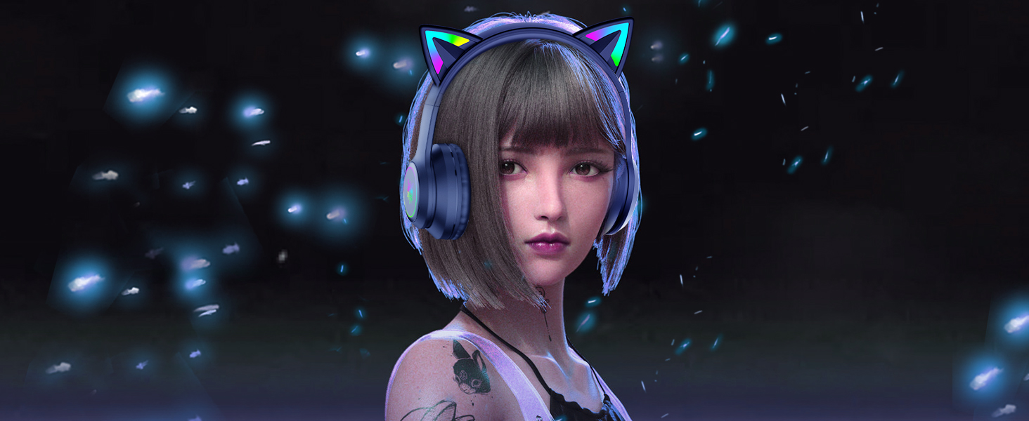 cat ear headphone bluetooth for girl women wifi toddler kids niece