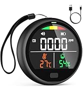 Portable Carbon Monoxide Detector for Travel - 3-in-1 Rechargeable CO Monitor with Temp &amp; Humidit...