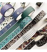 Ovatt 12 Rolls Creative Bronzing Washi Tape Set, Nature Theme Washi Tapes with Flowers and Leafs,...