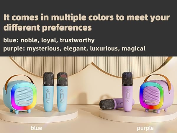 Mini Karaoke Machine Speaker for Kids Adults, Portable Bluetooth with 2 Wireless Microphones