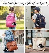 2Pcs Orca Plush Keychain Set Soft Killer Whale Stuffed Animal Bag Charm, Mini Backpack P...