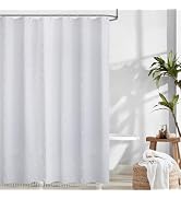 timecity White Boho Shower Curtain with Tassels Modern Farmhouse Shower Curtains White Shower Cur...