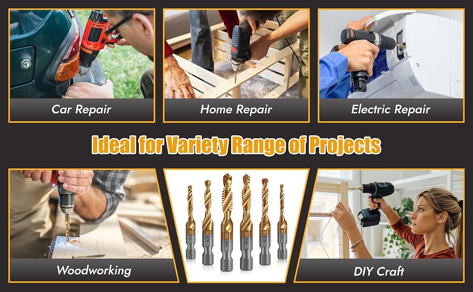 6pcs combination drill &amp;amp; taps bit set