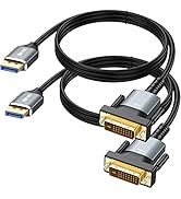 UKYEE DisplayPort to DVI Cable 6ft 2-Pack, Display Port to DVI Adapter Male to Male, High Speed G...