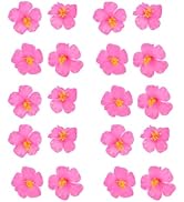 Housoutil Artificial Hawaiian Luau Party Decor, 20pcs Hibiscus Pink Flowers, Tropical Ornament fo...