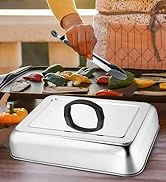 Rectangular Basting Cover, HaSteeL Stainless Steel Cheese Melting Dome Steaming Cover Lid, Heavy ...