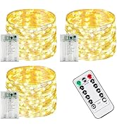 3-Pack 78FT 240 LED Fairy Lights Battery Operated with Timer &amp; Remote, Waterproof Twinkle Lights ...