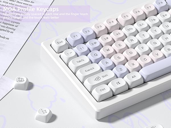 Womier PBT Keycaps Set, Dream Cute Keycaps MOA Profile Mechanical Keyboard Caps, Custom Key cap