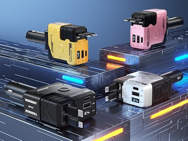 4 in 1 retractable car charger