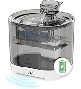 HAPUP Battery Operated Cat Water Fountain Battery Operated Cat Fountain Cordless Pet Water Founta...