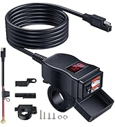 EXTRACTME Motorcycle USB Charger, Dual USB Quick Charge 3.0 Motorcycle Phone Charger with Voltmet...