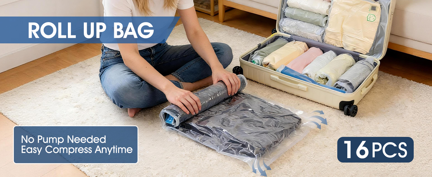 Vacuum Storage Bags 2 Roll-up (8 Each)