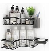 QHMCHLDZ Adhesive Shower Caddy, 4 Pack Corner Bath Organizer, Rustproof Stainless Steel Shower Sh...