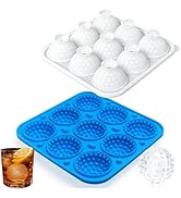 Sidosir 2" Large Golf Ice Cube Ball Silicone Molds with Lid, 9-Cavity 3D Golf Gifts Ball Ice Make...