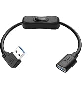 JSADZKJ 90 Degree USB 3.0 Extension Cable USB Type A Male to Female with On/Off Power Switch Cabl...