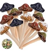 Peohud 12 Pack Ceramic Garden Mushrooms, Lawn Ornament Decor Mushrooms for Fairy Garden, Yard, In...