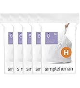 simplehuman Code H 100 Count, Dispenser Pack Custom Fit Liners, Drawstring Trash Bags, 30-35 Lite...