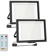 uwiner 300W Flood Lights Outdoor, 27000LM Bright Work Light Plug in 6500K Daylight White LED Floo...