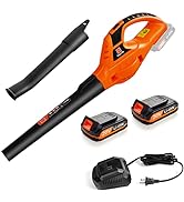 Cordless Leaf Blower, Electric Leaf Blower with 2 x 2.0Ah Battery &amp; Fast Charger, Dual-Speed Mode...
