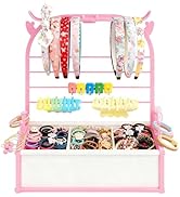 TIPSYTREE Headband Holder Organizer for Girls, Hair Accessories Storage Stand with Adjustable Fab...