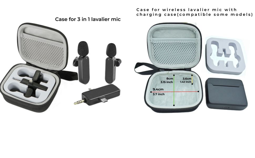 wireless lapel mic case for PQRQP 3 in 1 wireless lavalier microphone