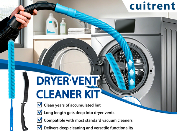 Universal Dryer Vent Cleaning Kit with Vacuum Hose Attachment