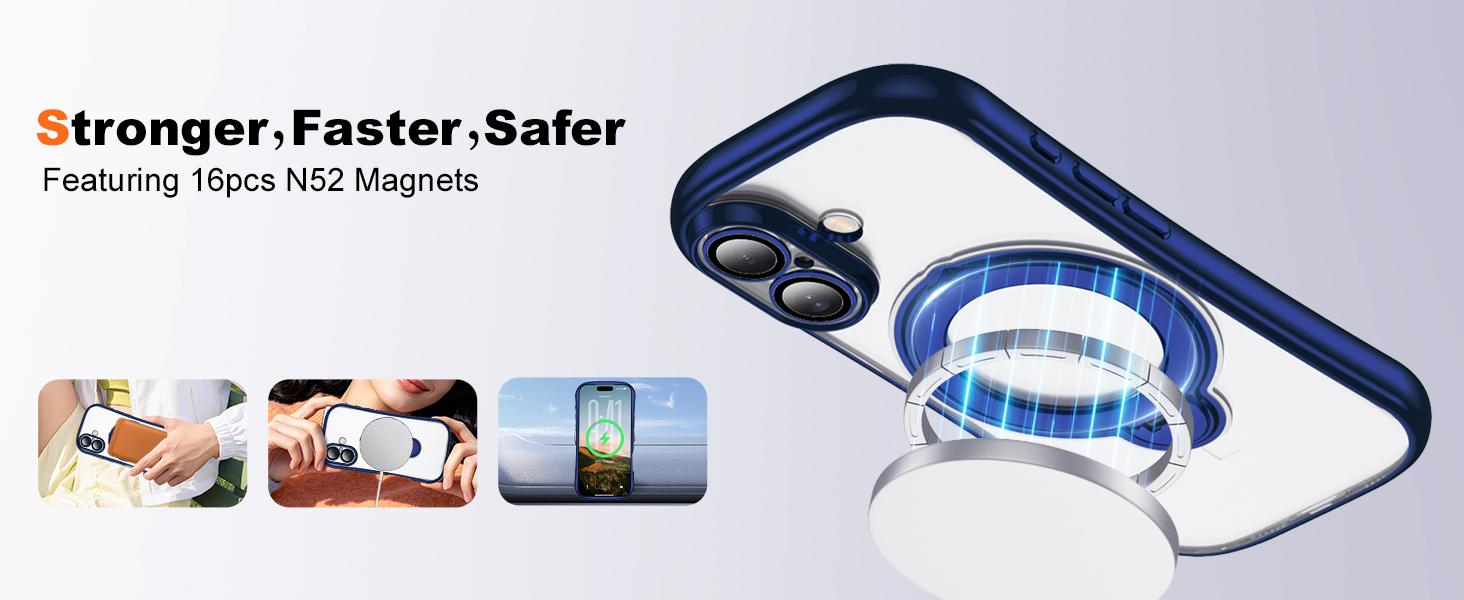 Clear Phone Case with 360° Rotatable Magnetic Stand