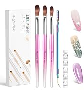 MelodySusie Acrylic Nail Brush Set, Size 8,10,14 Professional Pink Silver Nail Brushes with Clean...