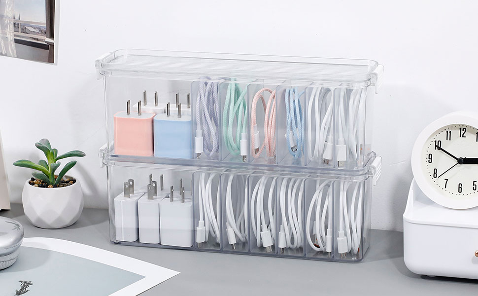 clear phone charger cable cord organizer boxes