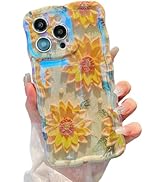 XIZYO Case for iPhone 15 Pro Max, Colorful Retro Oil Painting Flower Cute Floral Aesthetic Curly ...