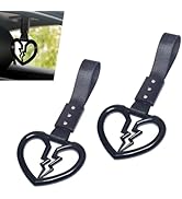 YAWUROU 2 PCS Broken Heart Car Handle Strap, Drift Charm Rear Bumper Decor Ring, Fashion Love Han...