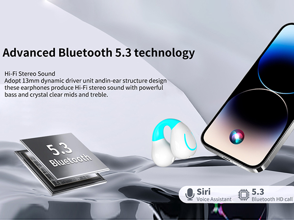 Open Ear Headphones,True Wireless Bluetooth 5.3 Lightweight Comfort Bone Conduction Clip On Earbuds