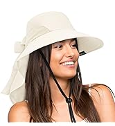 Wide Brim Sun Hat with Neck Flap, UPF50+ Hiking Safari Fishing Hat for Men Women