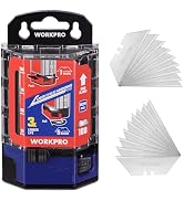 WORKPRO Utility Knife Blades 100-Pack, SK2M Steel Ultra Sharp Razor Blades with Dispenser, Replac...