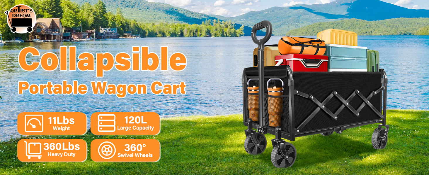 collapsible wagon portable,utility foldable wagon,outdoor wagon,family grocery wagon,apartment wagon