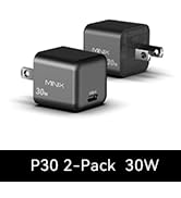 MINIX P30 Type C Charger Fast Charging, 2-Pack 30W USB C Wall Plug with GaN Technology, Compact i...