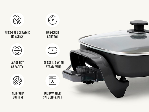 GreenLife, Ceramic Nonstick, PFAS-Free, Non-Toxic, Electric Skillet, Electrics