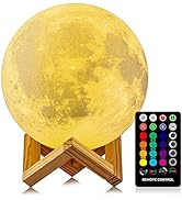 LOGROTATE Moon Lamp, 3D Print LED 16 Colors RGB Moon Light, Decorative Lights Night Light with Re...