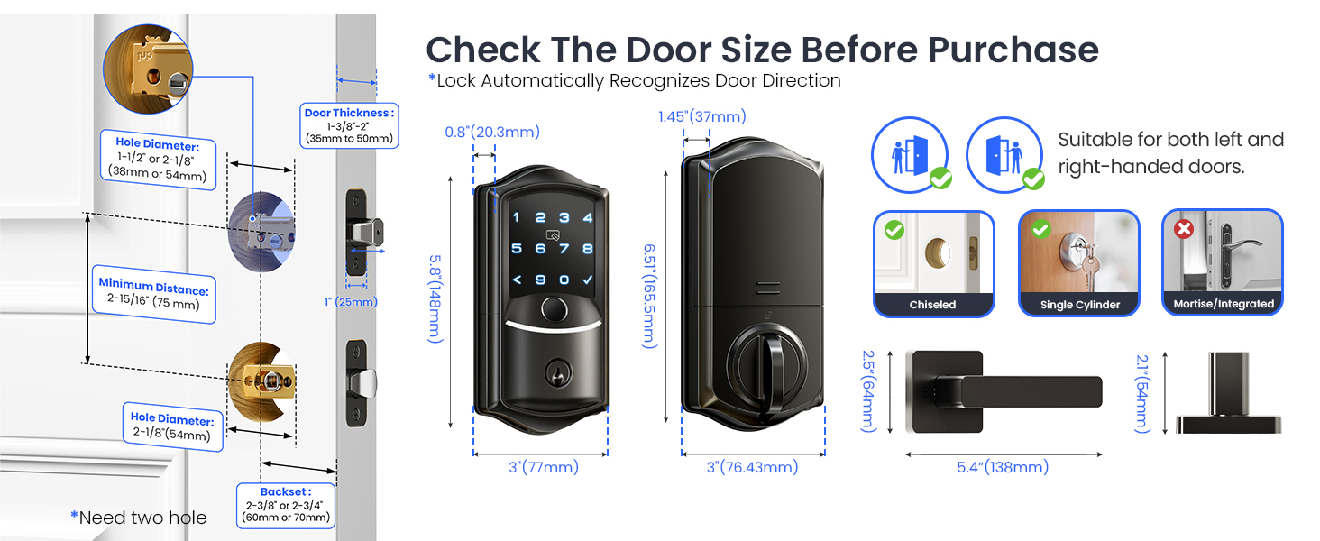 Fingerprint keyless Entry Door Lock Set, App Remote &amp;amp; Voice Control