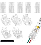 RGBZONE 10Pcs 2PIN LED Light Strip Connectors 8mm Wide Unwired Gapless Solderless Strip to Wire Q...