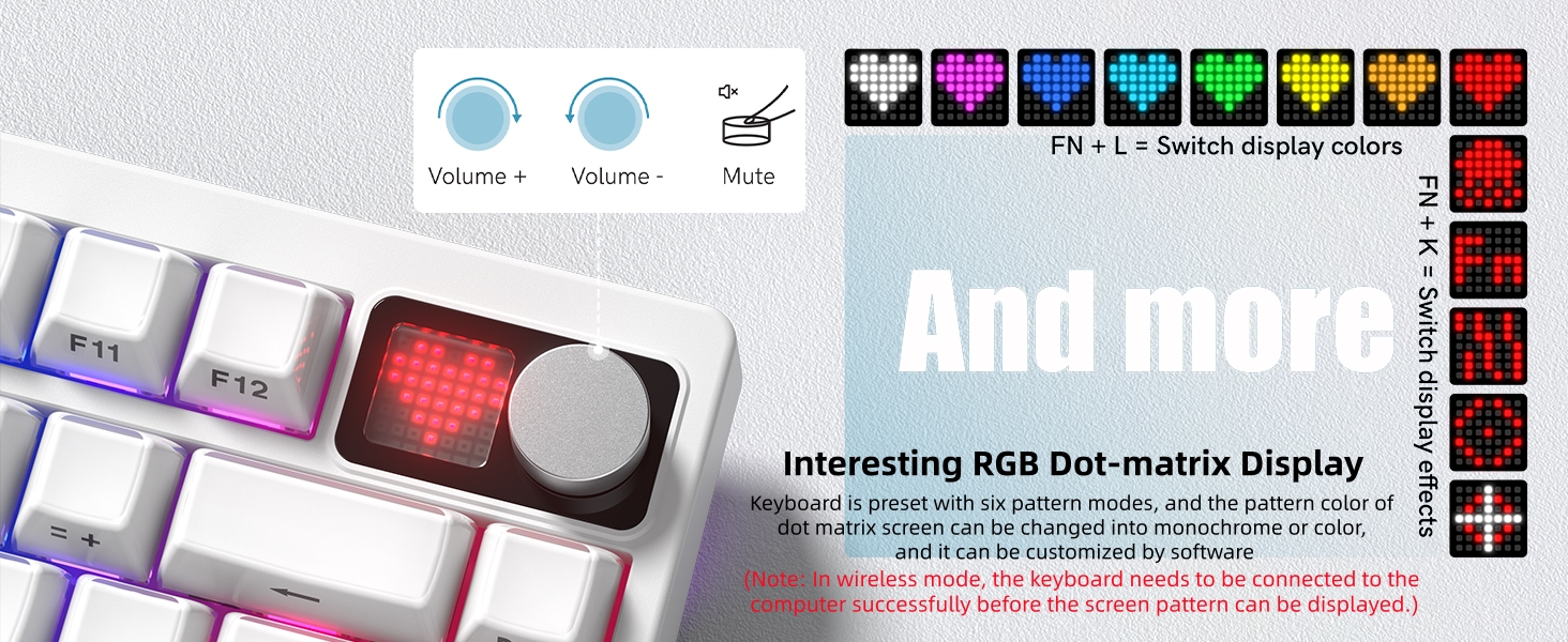 75% Wireless Mechanical Gaming Keyboard with Knob &amp;amp; Display, Thocky Creamy Keyboard